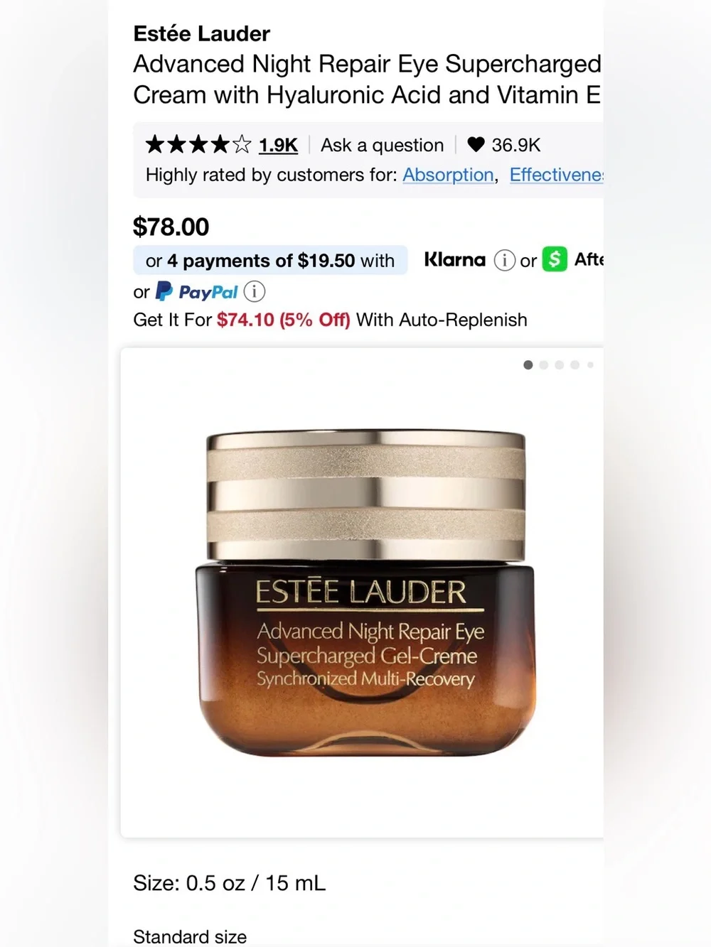 S Estée Lauder Advanced Night Repair Eye Gel-Crème - Retails $78